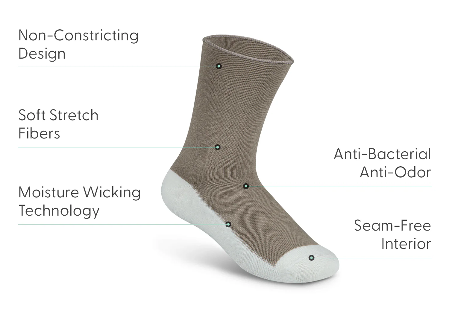 Casual/Dress Diabetic Socks - Brown - Image 3