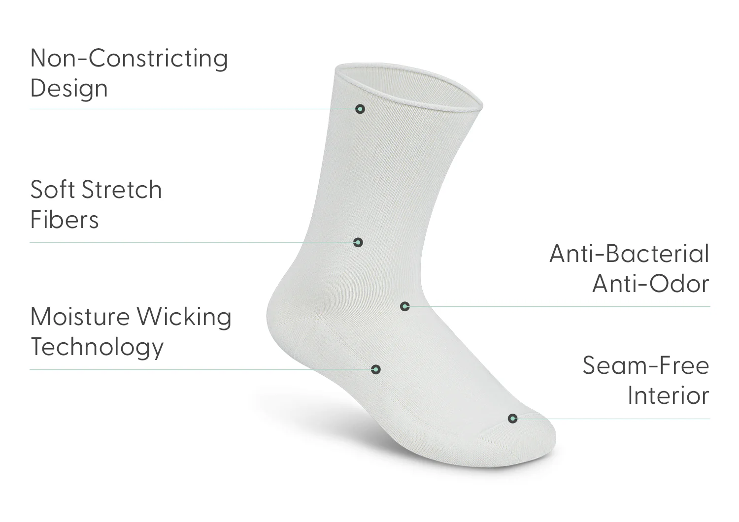 Casual/Dress Diabetic Socks - White - Image 3