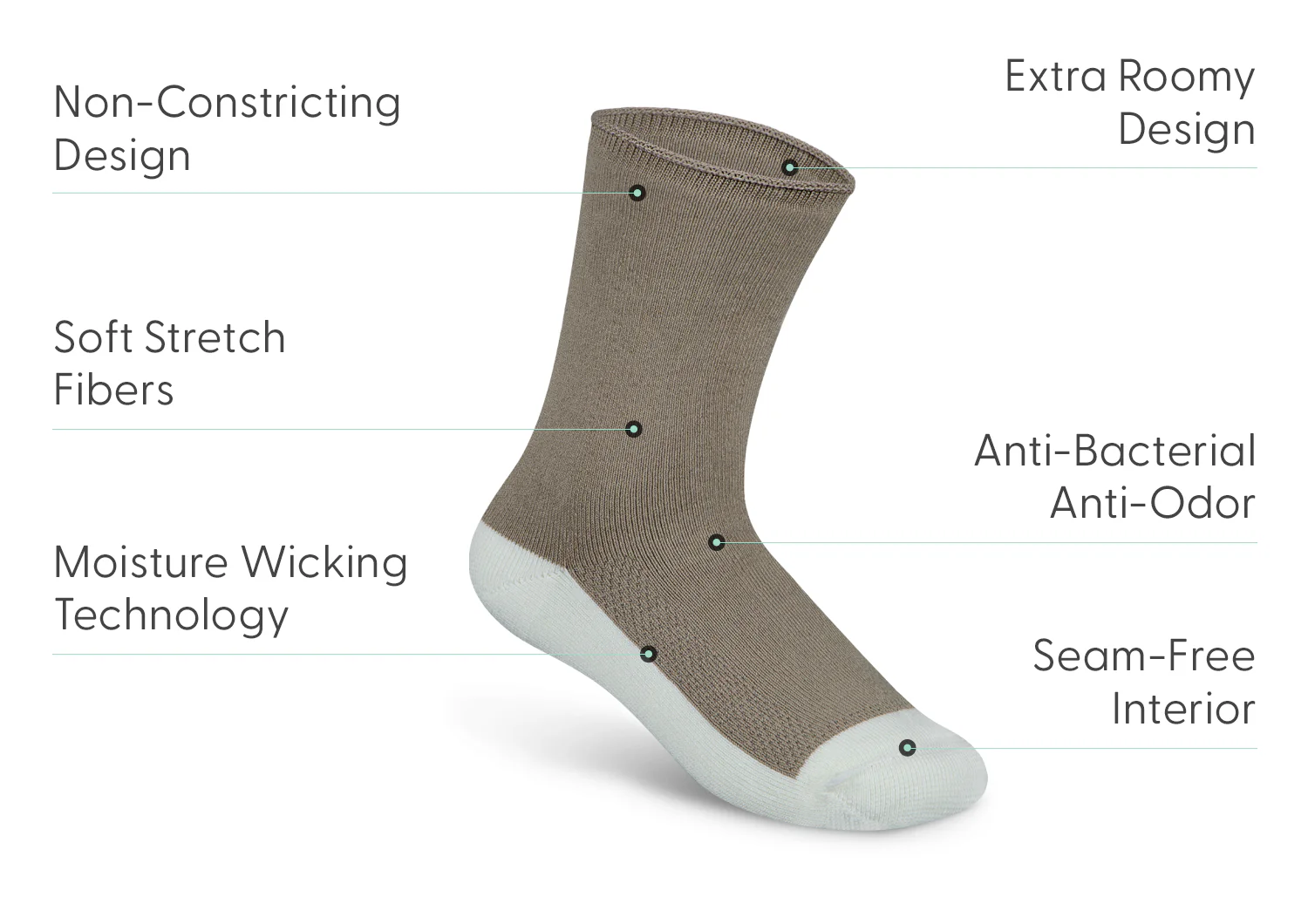 Extra Roomy Diabetic Socks (Thick) - Brown - Image 3
