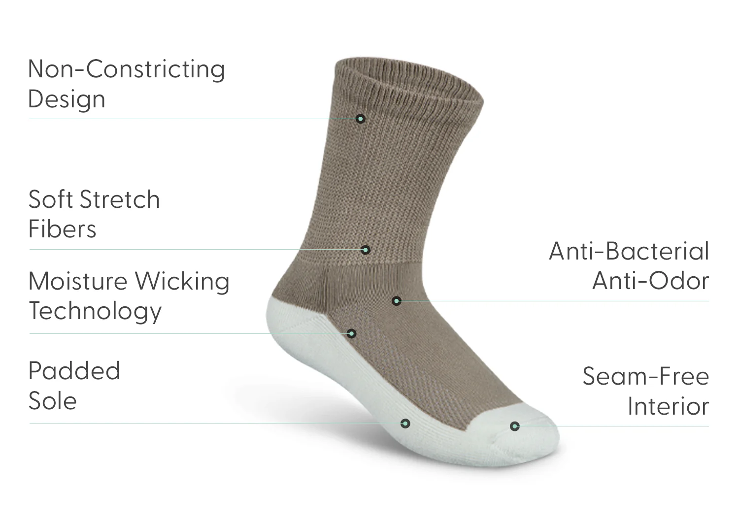Padded Sole Diabetic Socks - Brown - Image 3